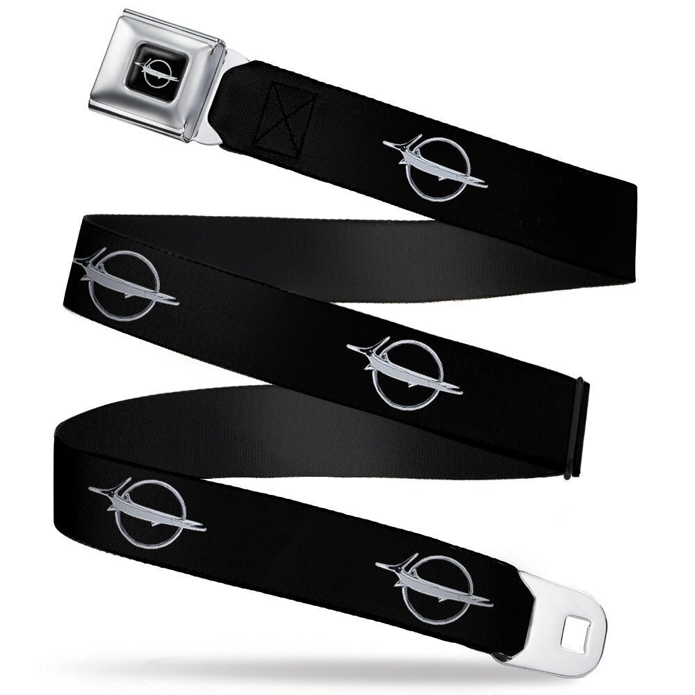 5378 Seatbelt Belt Barracuda Emblem Repeat Black/Silver 1.5" Wide